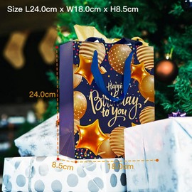 Gift Bag, 3 PCS Medium Gift Bag Happy Birthday Gift Bags for Presents