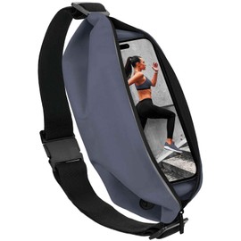 moex® Easy Bag für Motorola Moto E15 Laufgürtel für Handy, Lauftasche Jogging, Handytasche zum Joggen, Sport Bauchtasche wasserdicht, Fitness Running Belt – Grau