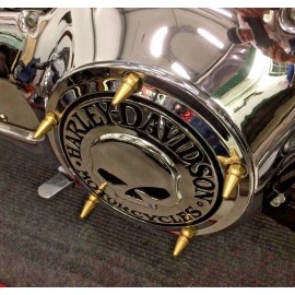 diycycleparts 5 BRASS SPIKE DERBY COVER BOLT KIT harley evo big twin cam clutch 99 - 18 bobber