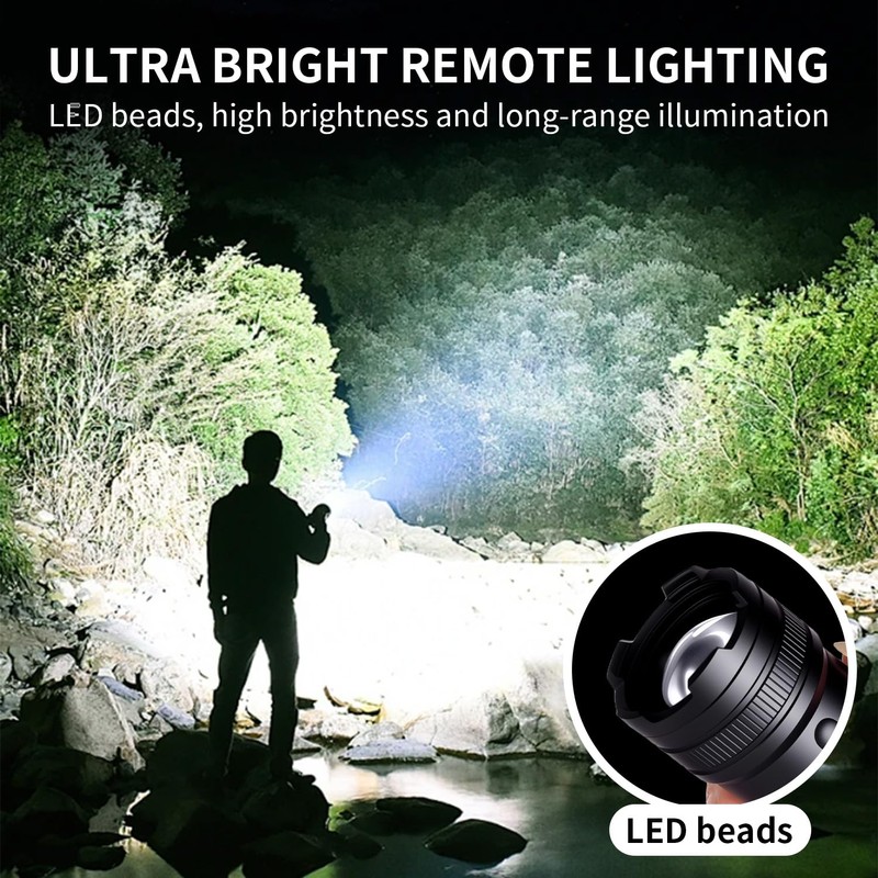 Durable & High Lumens 20,000LM Rechargeable Flashlights. 3-Mode LED Flashlight