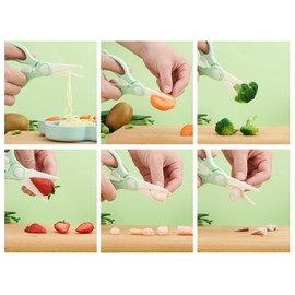 Ceramic Scissors for Baby Food Cutting, Safety Healthy BPA Free Toddler Feeding Shears with Safety Lock, Protective Blade Codver and Portable Travel Case-Green