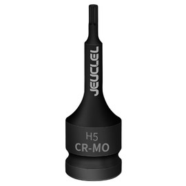 JEUCLEL 5mm Hex Impact Bit Socket, H5 1/2-Inch Impact Drive Allen Socket, Cr-Mo Steel Lengthen Hex Screwdriver Adapter for Electric Ratchet Wrenches Fastening Screws