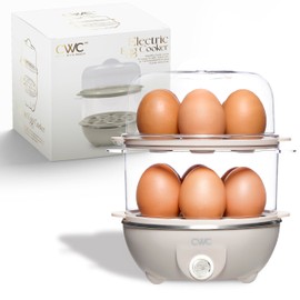 COOK WITH COLOR 350W Electric Double Layer Egg Cooker - Egg Boiler for Hard Boiled, Soft Boiled, and Omelettes, 6.1x6.1x8.7, Sand