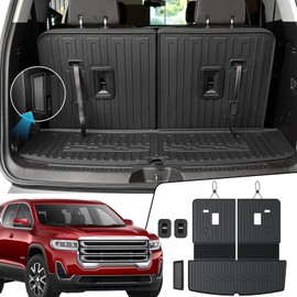 JOULARISE Cargo Mat Backrest Mats 2-in-1 Design for 2017-2023 GMC Acadia 6/7 Seats Accessories, All-Weather TPE Trunk Mat Cargo Liner Protector SLE/SLT/AT4/DENALI(Cargo Mat with Backrest Mats)