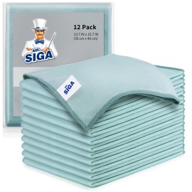 Mr.siga Ultra Fine Microfiber Cloths For Glass, Pack Of 12, 35 X 40Cm