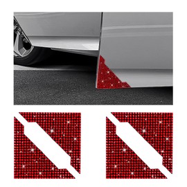 Suvnie 4PCS Car Door Corner Edge Guards, Bling Anti-Collision Auto Door Corner Protector Sticker, Rhinestone Anti-Scratch Door Corner Bumper Sticker, Car Accessories for SUV Truck (Red)