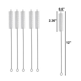 Straw Cleaner Brush in 6 PCS Extra Long 12 Inch, for 20/30/40 oz Water Bottles, Insulated Bottles, Cup and Tubes, 0.6 Inch Wide Stainless Steel Nylon Straw Cleaner Brush, Reusable