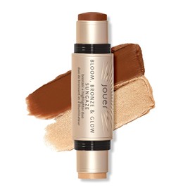 Jouer Bronceador Bloom, Bronze & Glow + Resaltador En Barra - Barra de Maquillaje Contorno Crema - Fórmula Hidratante de Aceite y Escualeno de Rosa Mosqueta, Mirada de Sol
