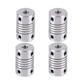 4pcs Aluminum Alloy Flexible Coupler Silver 3mm to 5mm Shaft Coupling Flexible Coupling 19x25mm