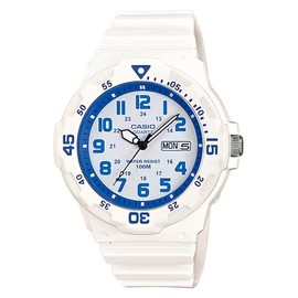 Casio MRW-200 Men's Standard Quartz Watch, Gloss White x Blue MRW-200HC-7B2V, sports