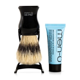 men-u BARBIERE PURE BRISTLE (BLACK) SHAVING BRUSH – Traditional shaving brush set from Italy w/pure bristles. A great introductory shaving brush. Includes 15ml SHAVE CREAM tube.