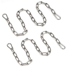 2 Pack Outdoor Fence Gate Chains, 5/32 x 36 Inch Mental Chain Fence Lock with Spring Hooks Easy to Open and Close, Silver Safety Gate Chain Link for Livestock, Ranch, Barn Urkupoo (Extended)