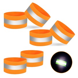 6 PCS Reflective Band for Wrist/Arm/Ankle/Leg, Reflectors for Walking, Elastic Reflective Tape for Clothing, Reflective Running Gear for Night Running/Cycling, Adjustable Velcro, Storage Bag Included