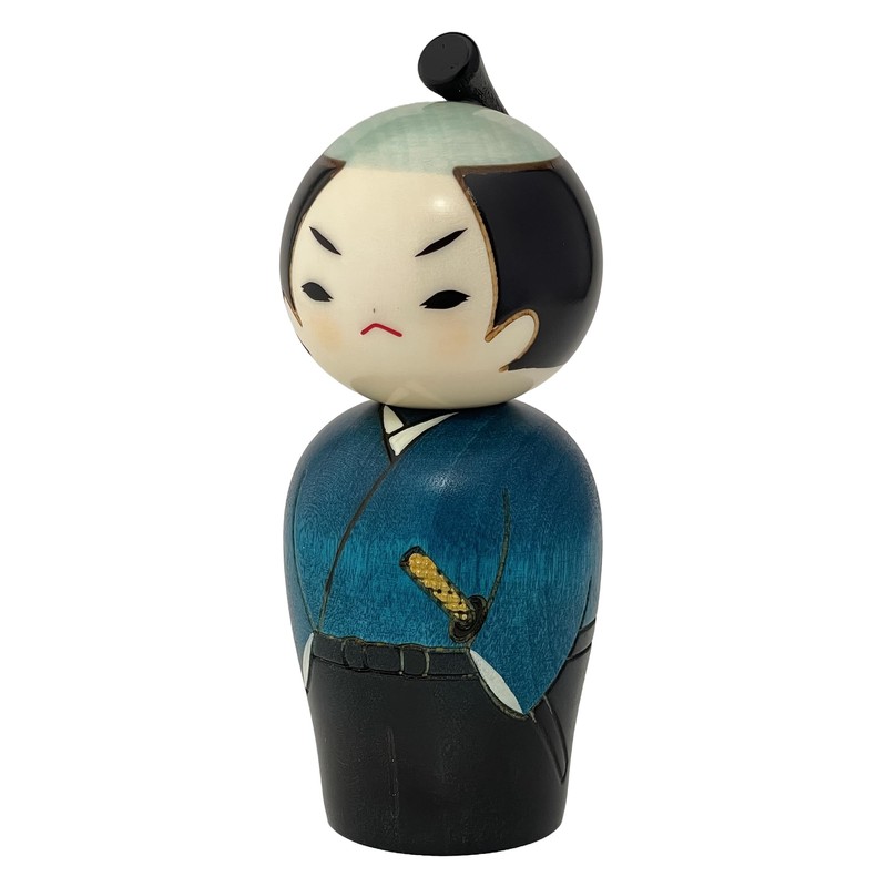 Usaburo Kokeshi, Made in Japan, Kokeshi Samurai (Height 5.3 inches