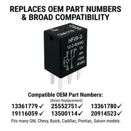 13361779 HFV9-G 12-Z-R(454) Relay (2-Pack) 5-Pin SPDT 12VDC 30A/20A