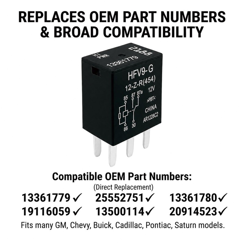 13361779 HFV9-G 12-Z-R(454) Relay (2-Pack) 5-Pin SPDT 12VDC 30A/20A