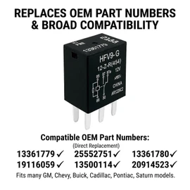 13361779 HFV9-G 12-Z-R(454) Relay (2-Pack) 5-Pin SPDT 12VDC 30A/20A