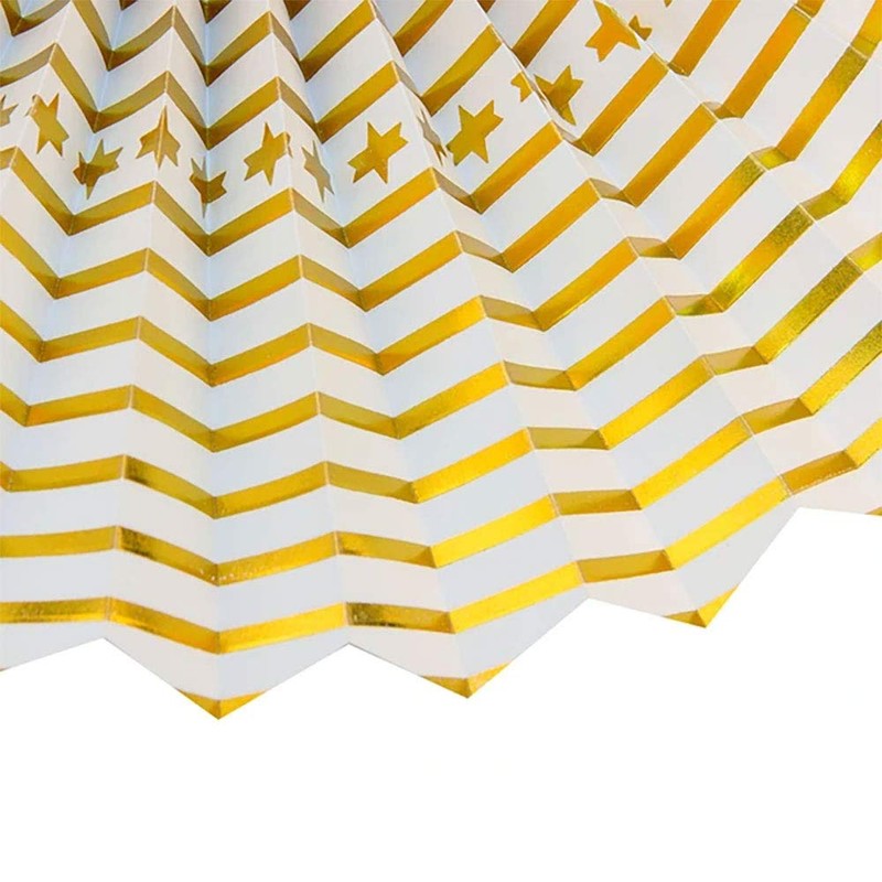 ゴールド ペーパーファン 紙扇フラワー 吊り飾 ラウンド ファン装飾キット 6個セット 誕生日 結婚式 卒業式