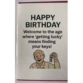 LTJP Products UK Manufactured Happy Birthday Humorous Funny Cheeky Light Hearted Birthday Greeting Card With Red Envelope for Men Women Friends Family 'Getting Lucky Finding Keys'