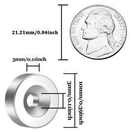 MIN CI Pack of 100 Strong Neodymium Magnets with Hole 10 x 3 mm M3 Magnets for Magnetic Board Magnets Screws Screwable Flat Small Magnet Pot Magnet Kitchen Cabinet Fridge Magnet Round