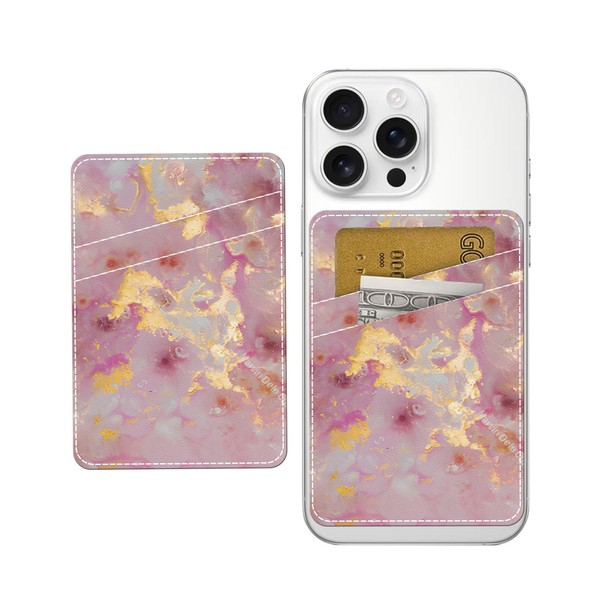 AWHSCP Cute Pink Marble Leather Phone Wallet, Dual Pocket Credit