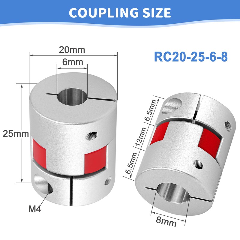 Shaft Coupling 6 mm to 8 mm Waves Flexible Elastic