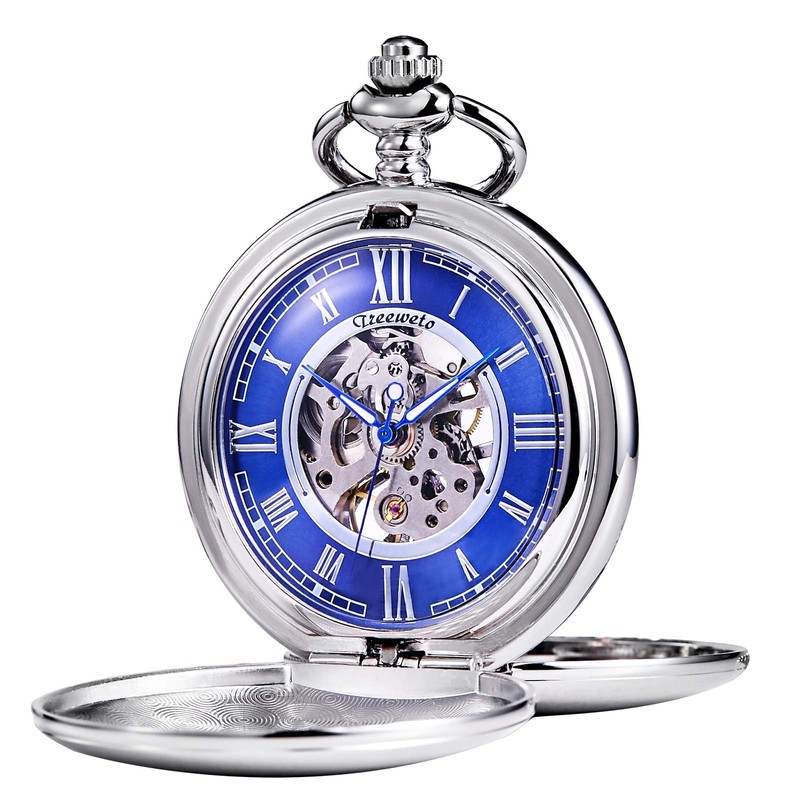TREEWETO Pocket Watch - Smooth Double Case Series Skeleton Dial