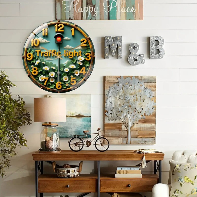 30cm Diameter Glass Wall Clock with Diamond-Cut Hands for Added