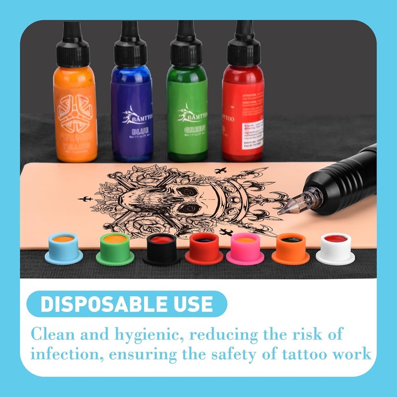 ATOMUS 200 piezas Silicon tattoo Ink Cup desechables Silicon tattoo