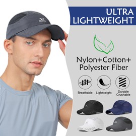 AYPOW 2 Pieces Unisex Quick Drying Baseball Cap, Fashionable Lightweight Foldable Breathable Mesh Outdoor Sports Cap Sports Cap, Adjustable Casual Baseball Cap, Sun Hat for Men and Women, Black and