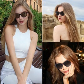 Myiaur Polarised Sunglasses for Women, Trendy Cat Eye Sun Glasses UV400 Protection Classic Retro Shade 2 Pack