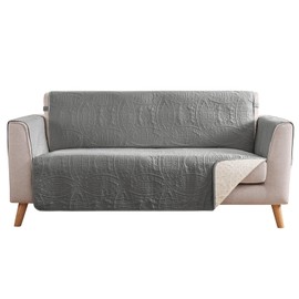 Pamhaven Cool Gray Loveseat Covers for 2 Cushion Couch, Water-Repellent Covers for Sofa, Machine Washable Love Seat Quilted Couch Covers, Pet Friendly Loveseat Slipcovers (Loveseat 48", Cool Gray)