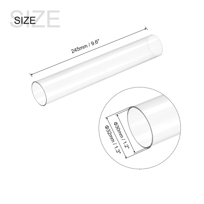 sourcing map Plastic Pipe Rigid Polycarbonate Round Tube Clear 1.2