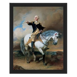 PRESIDENT GEORGE WASHINGTON RIDING HORSE WITH SWORD PAINTING 8X10 FRAMED PHOTO