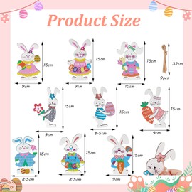 HOWAF 9 Easter Bunny Ornaments Easter Hanging Decorations, Easter Wooden Rabbit Ornaments Hanging Easter Decorations Wooden Bunny Wood Easter Rabbit Decorations Crafts for Home Easter Tree Decorations