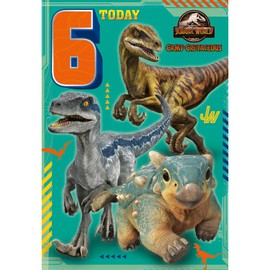 Age 6 Jurassic World Card, Happy 6th Birthday Card Jurassic World, Jurassic World Age 6 Birthday Card, 6th Birthday Card