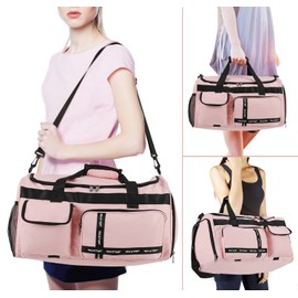 MAXTOP Travel Bag Women's Carry On Tote Weekender Overnight Bag Large Capacity Duffle Bag with Shoe Compartment, Gym Tote Bag with Dry and Wet Separation, pink