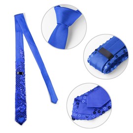 Allegra K Men's Sequin Ties Self Tied Shine Skinny Necktie Fashion Tie for Cosplay Party Costume One Size Royal Blue