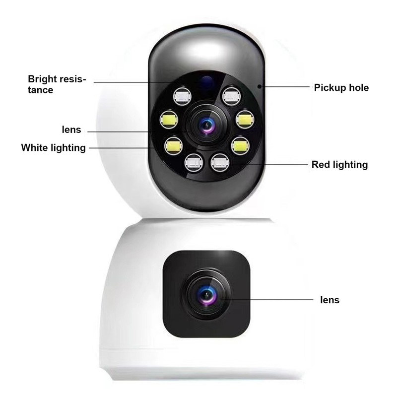 WiFi Dual Lens Security Camera HD Wireless Home Camera with