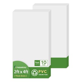 Fasarxiu 24"x48" Smooth Drop Ceiling Tiles Waterproof High-Grade PVC Ceiling Tiles 2x4 Fire-Rated - Easy Drop-in Installation - Case of 10 (80 sq. ft.)