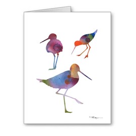 DJ Rogers Fine Art Sand Pipers - Set of 10 Abstract Wildlife Note Cards With Envelopes