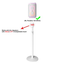 All-Metal Adjustable Speaker Stand for J-BL Partybox 120/320 (White) – Heavy-Duty Pole Stand with Wide Base, Height Adjustable up to 36.22" (Stand Only, No Speaker Included)