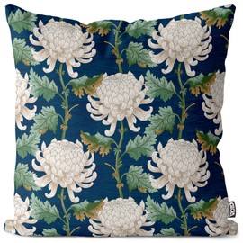 VOID Chrysanthemum Flowers Cushion Cover Sofa Cushion Decoration Easter Outdoor Cushion Decorative Cushion Size: 80 x 80 cm