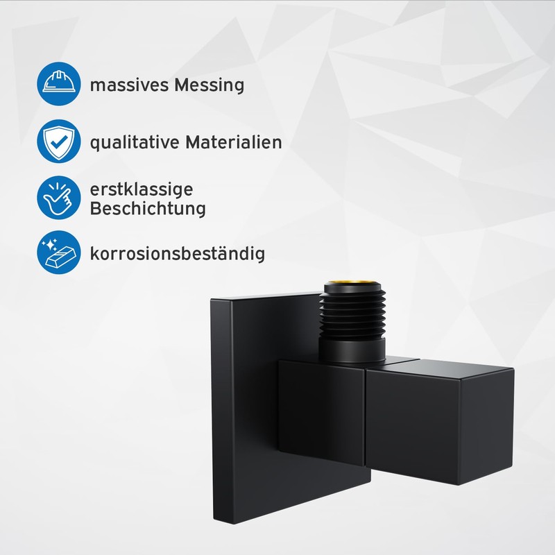 kör4u Design Angle Valve 1/2 x 3/8 Inch Matte Black