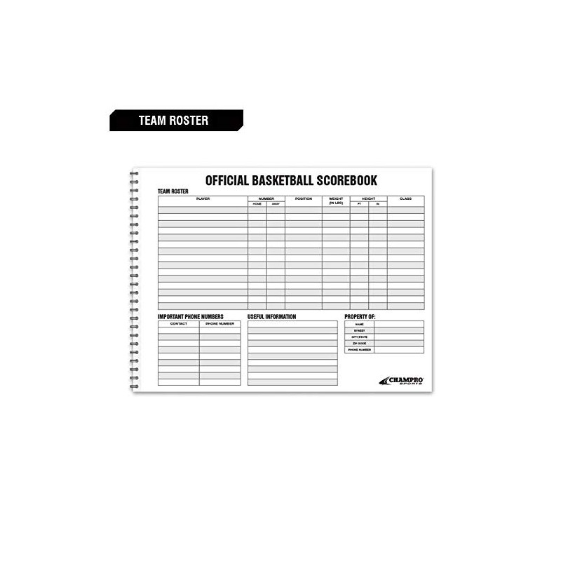 Champro Basketball Score Book (White)