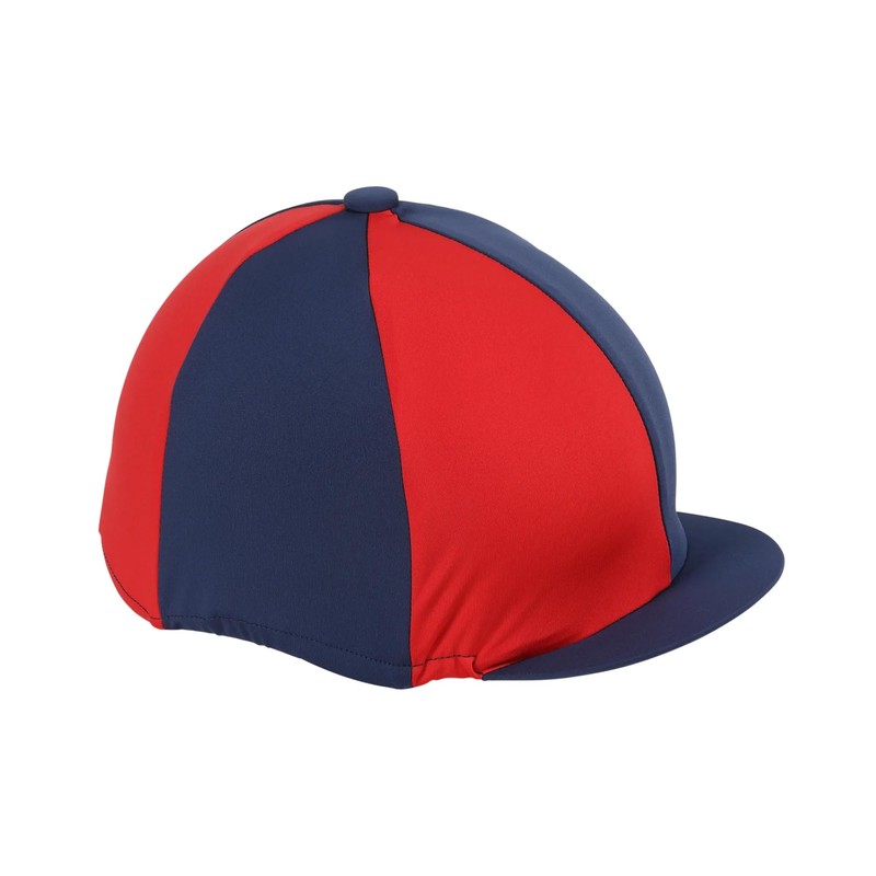 Shires Stretch Skull Hat Cover, Silk in Navy/Raspberry. Onesize