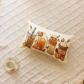 Ogiselestyle Fall Pumpkin Lumbar Throw Pillow Cover 12x20 Inch, Farmhouse Autumn Thanksgiving Harvest Decoration for Home Sofa Couch