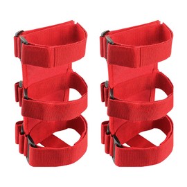Roll Bar Fire Extinguisher Holder, Adjustable Fire Extinguisher Mount Strap with American Flag Pattern, Car Accessories Fixed Belt for Wrangler JK JKU TJ CJ (No Pattern, Red, 2 PCS)