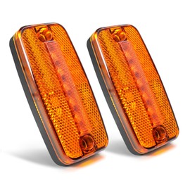 Agrieyes 2 in 1 Trailer Marker Lights With Warning Lighting, 4 Inch Side Markers With Reflector, 2Pcs Amber LED Clearance for RV, Truck, Boat, Camper, Tow, Replacement Indicator Lamp