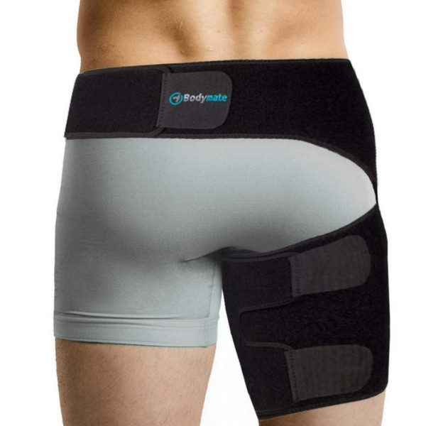 Bodymate® Hip Brace for Sciatica Pain Relief | SI Belt/Sacroiliac Belt | Hip Pain| Compression Wrap for Thigh, Hamstring, Joints, Arthritis, Pulled Muscles | For Men, Women (Small, Hip < 32")